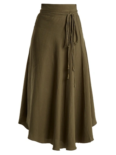 Apiece Apart Rosehip Tie-waist Skirt In Dark Green