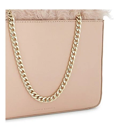 Shop Loeffler Randall Shearling Front Flap Leather Cross-body Bag In Ppink/sand