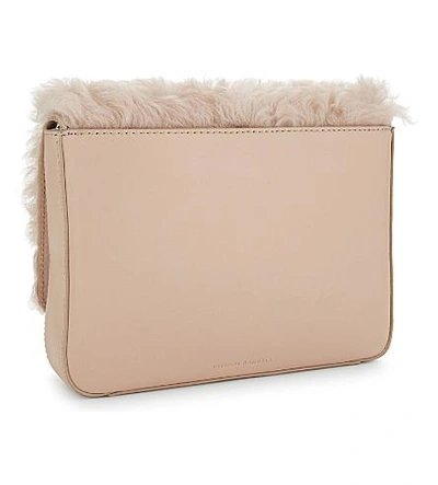 Shop Loeffler Randall Shearling Front Flap Leather Cross-body Bag In Ppink/sand