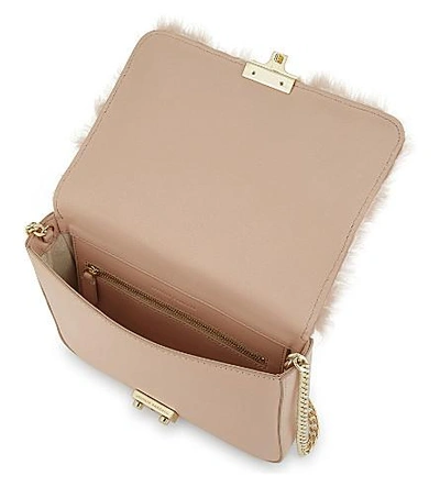 Shop Loeffler Randall Shearling Front Flap Leather Cross-body Bag In Ppink/sand