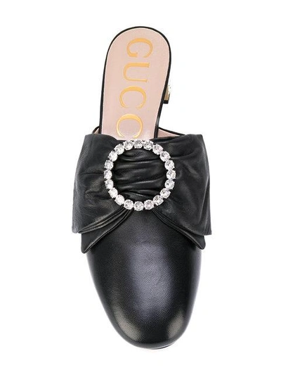 Shop Gucci Crystal Hand Applique Mules In Black
