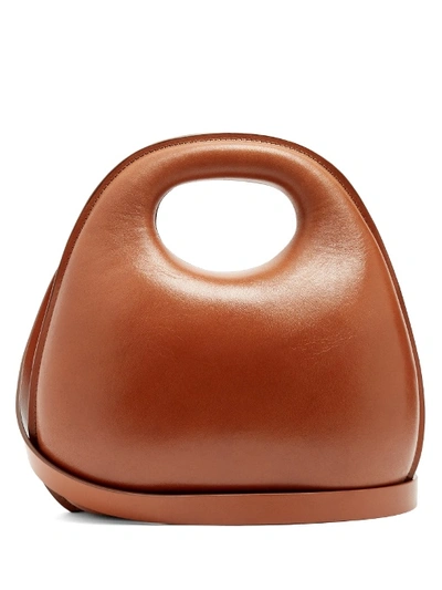 Lemaire Egg Leather Cross-body Bag In Chestnut-brown