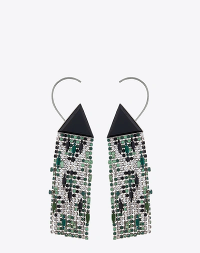 Saint Laurent Smoking Silver-tone, Resin And Crystal Clip Earrings