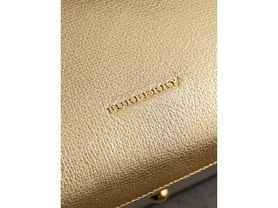 Shop Burberry The Medium Banner In Leather And House Check In Gold