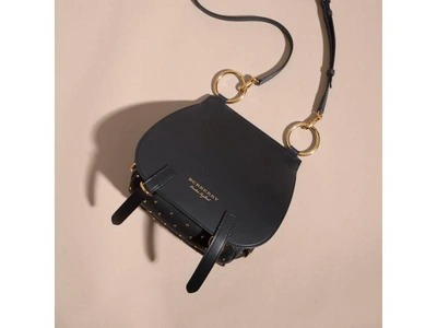 Shop Burberry The Bridle Bag In Leather And Rivets In Black
