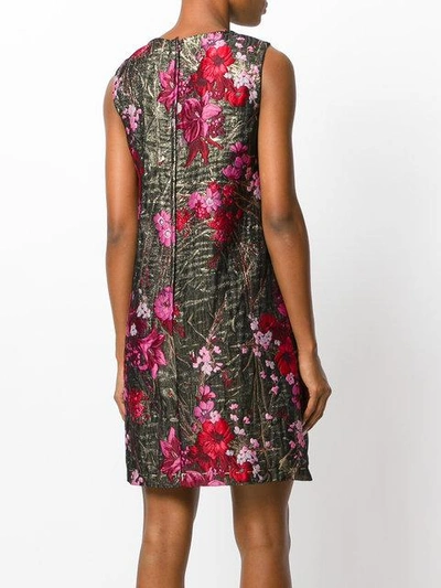 Shop Dolce & Gabbana Floral Brocade Mini Dress In Metallic