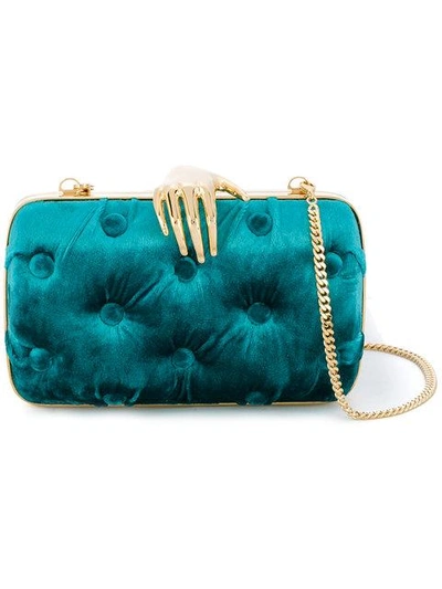 Benedetta Bruzziches Blue Carmen Clutch Bag With Hand Embellishment