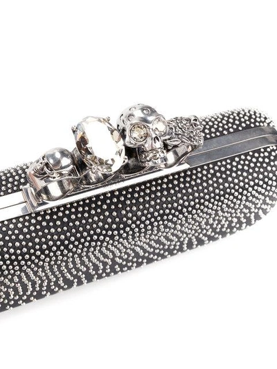 Shop Alexander Mcqueen Studded Four-ring Clutch Bag In Black