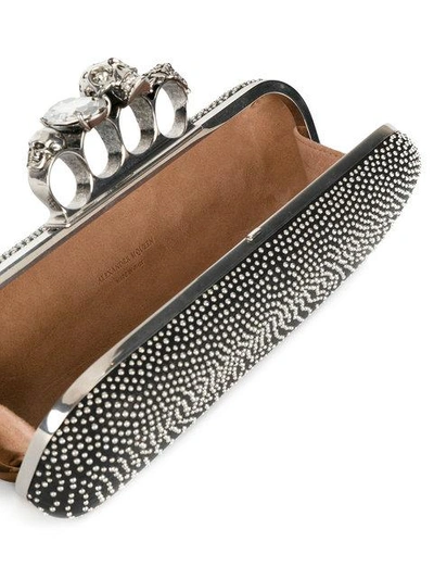 Shop Alexander Mcqueen Studded Four-ring Clutch Bag In Black