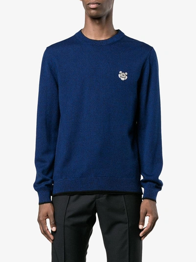 Shop Kenzo Tiger Crest Embroidered Sweater In Blue