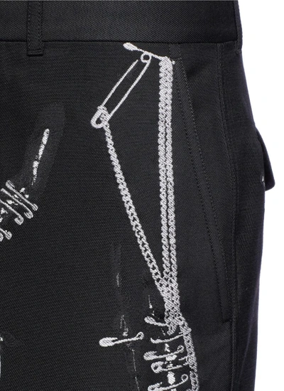 Shop Alexander Mcqueen Chain Safety Pin Fil Coupé Pants