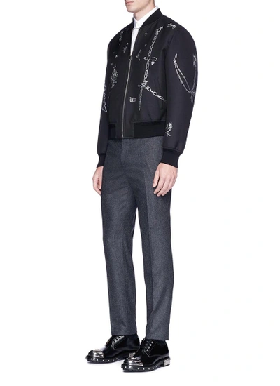 Shop Alexander Mcqueen Chain Safety Pin Fil Coupé Bomber Jacket