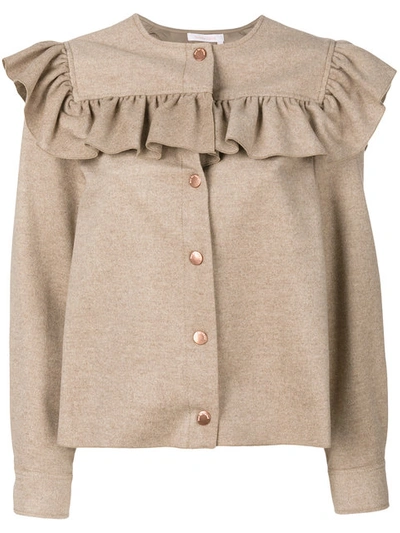 See By Chloé Ruffled Trim Jacket In Brown