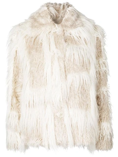 Shop Helmut Lang Fringed Coat  In Neutrals