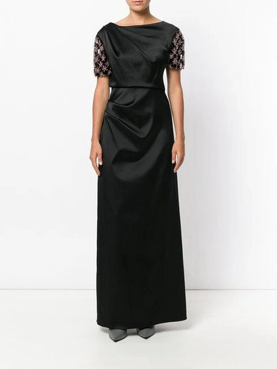 Shop Giorgio Armani Beaded Sleeve Dress - Black