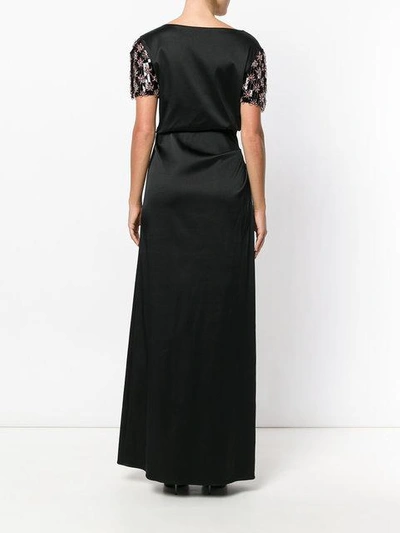 Shop Giorgio Armani Beaded Sleeve Dress - Black