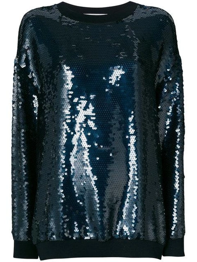 Shop Stella Mccartney Sequin-embellished Ines Sweatshirt - Blue