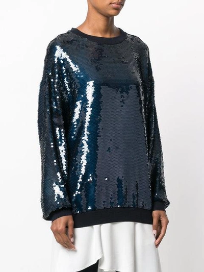 Shop Stella Mccartney Sequin-embellished Ines Sweatshirt - Blue