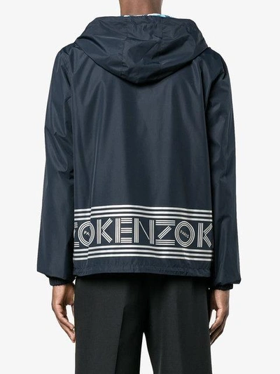 Shop Kenzo K Way Reversible Hooded Jacket - Blue