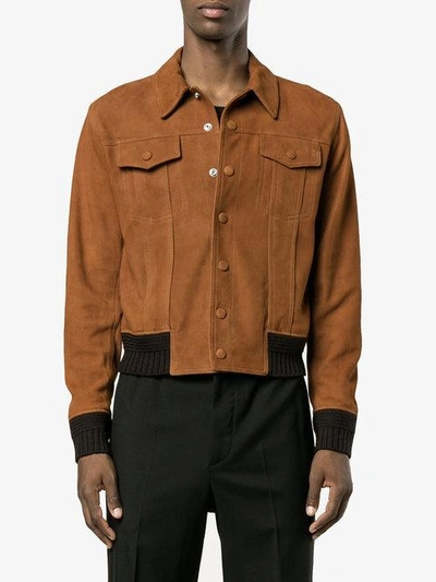 Shop Saint Laurent Jean Cognac Jacket In Brown