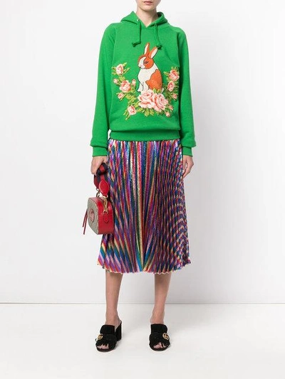 Shop Gucci Iridescent Pleated Midi Skirt In Multicolour