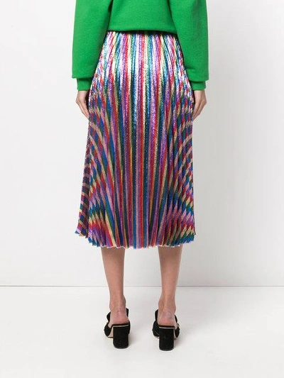 Shop Gucci Iridescent Pleated Midi Skirt In Multicolour