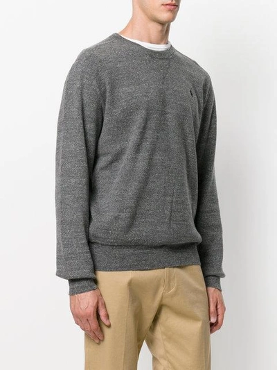 Shop Polo Ralph Lauren Crew Neck Sweatshirt In Grey