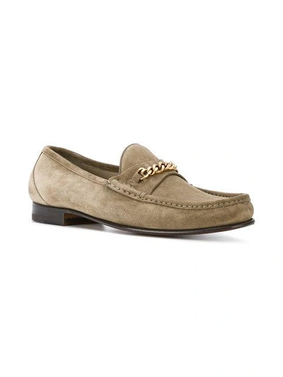 Shop Tom Ford Chain Trim Loafers In Bos