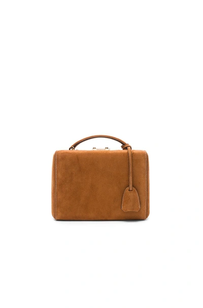Shop Mark Cross Grace Small Box Bag In Brown In Suede Acorn