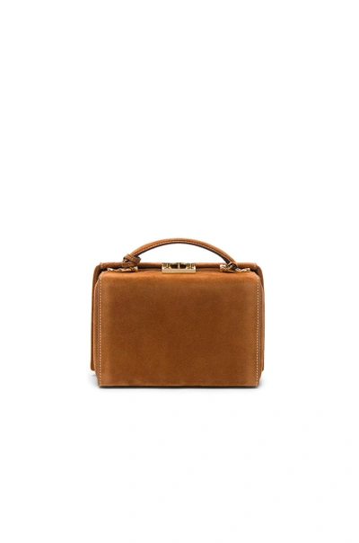 Shop Mark Cross Grace Small Box Bag In Brown In Suede Acorn