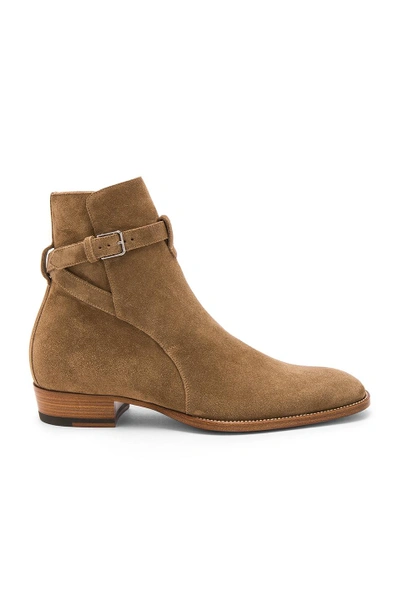 Shop Saint Laurent Suede Wyatt Jodhpur Boots In Light Cigar