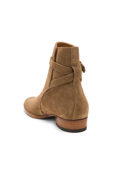 Saint Laurent 30mm Wyatt Suede Boots In Light Cigar