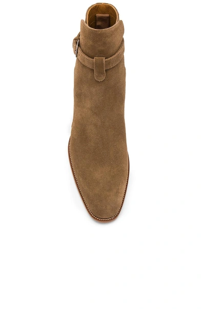 Saint Laurent 30mm Wyatt Suede Boots In Light Cigar