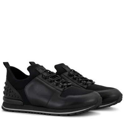 Shop Tod's Ons In Scuba Effect Fabric And Leather In Black