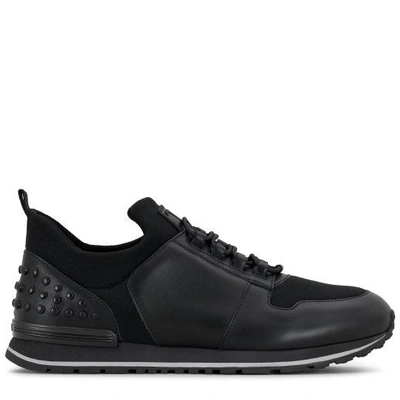 Shop Tod's Ons In Scuba Effect Fabric And Leather In Black