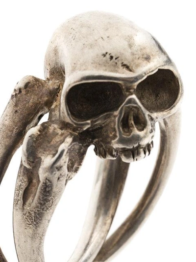 Shop Werkstatt:münchen Cross Bones + Skull Ring In Metallic