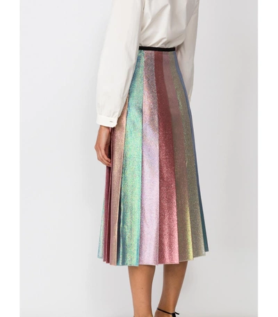 Shop Gucci Multicolor Pleated Lurex Skirt