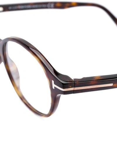 Shop Tom Ford Round Frame Glasses In Brown