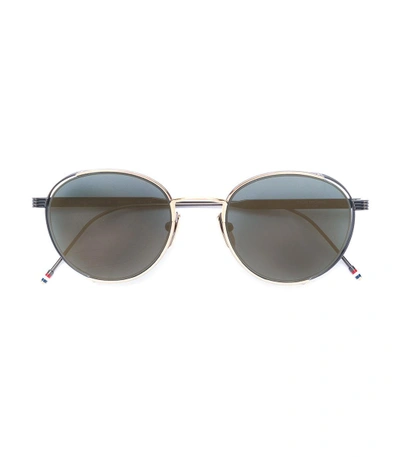 Shop Thom Browne Grey & Black Round Frame Sunglasses In Grey/black