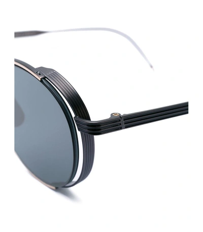 Shop Thom Browne Grey & Black Round Frame Sunglasses In Grey/black