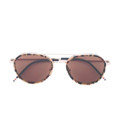 Shop Thom Browne Brown Aviator Sunglasses