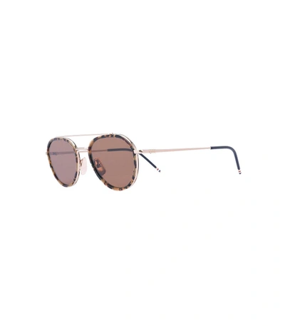 Shop Thom Browne Brown Aviator Sunglasses