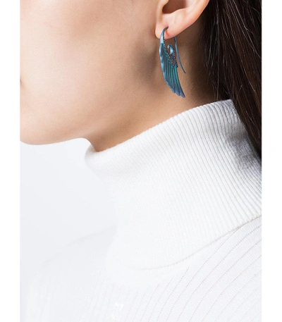 Shop Noor Fares Blue Fly Me To The Moon Earrings