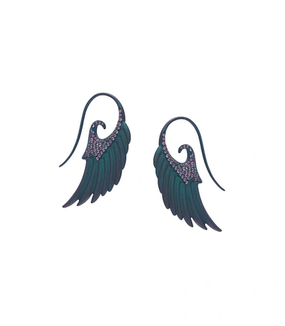 Shop Noor Fares Blue Fly Me To The Moon Earrings