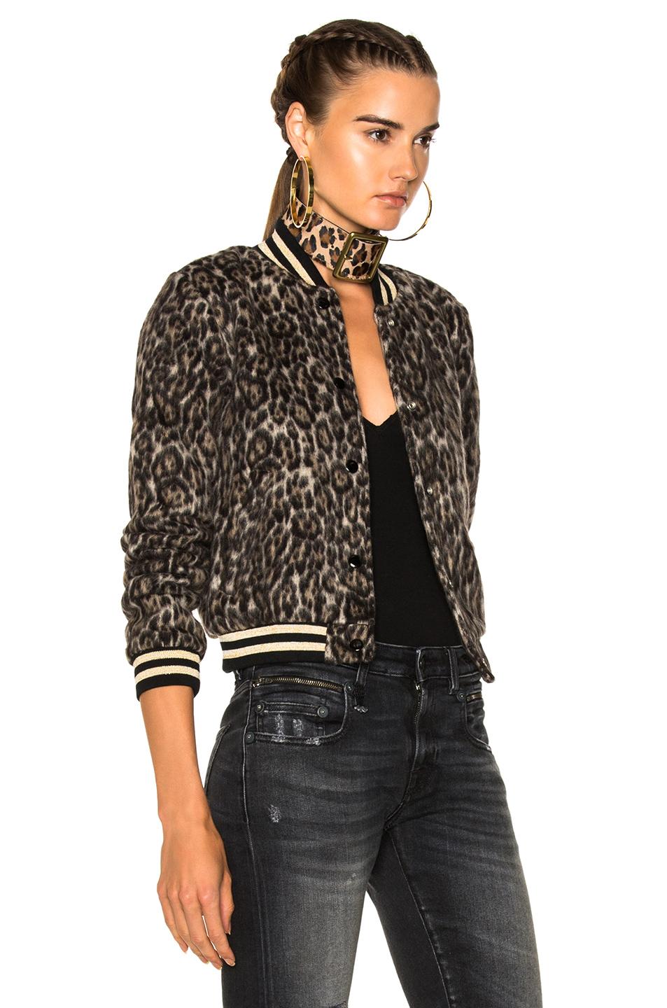 R13 Leopard Print Bomber Jacket In Grey Leopard ModeSens