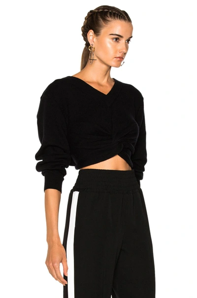 Shop Alexander Wang T Deep V Twist Front Sweater In Black