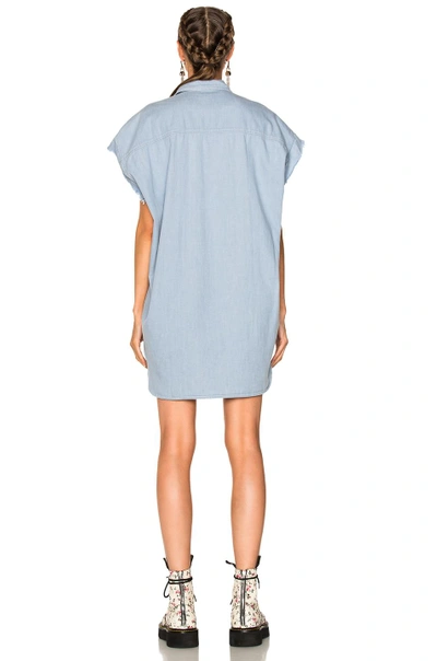 Shop R13 Oversized Sleeveless Shirt Dress In Blue