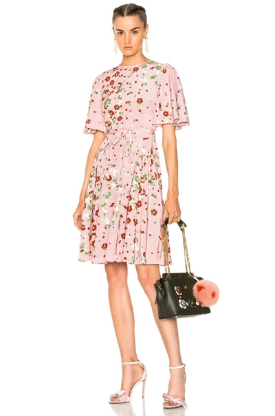 Shop Valentino Daisy Print Crepe De Chine Mini Dress In Soft Pink