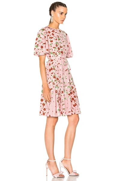 Shop Valentino Daisy Print Crepe De Chine Mini Dress In Soft Pink
