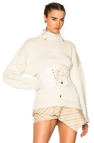Shop Alexander Mcqueen Chunky Knit High Neck Sweater In Neutrals,white